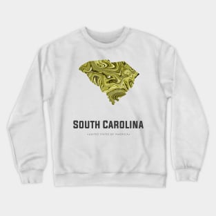 South Carolina state map abstract golden green Crewneck Sweatshirt